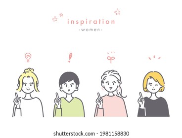 Illustration of four women who flashed a good idea. vector.