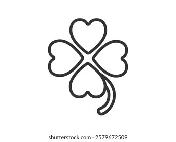 Illustration of a four-leaf clover icon (line drawing).