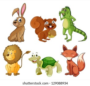 Illustration of the four-legged animals on a white background