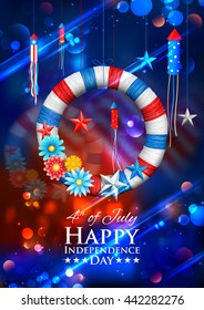 illustration of Fourth of July background for Happy Independence Day of America