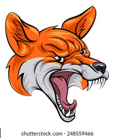An illustration of a fox animal sports mascot cartoon character head