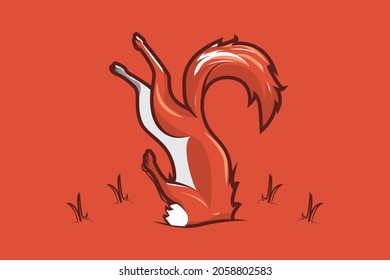 illustration of a fox burying its head to hide