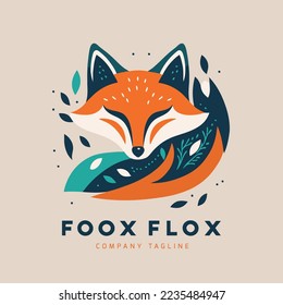 illustration of Fox head logo branding concept vector style product company brand