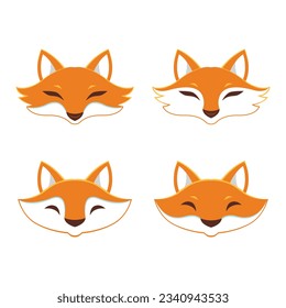 illustration fox head logo set logo vector