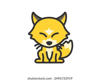 Illustration of a fox icon (line drawing color).
