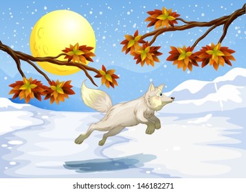 Illustration of a fox jumping