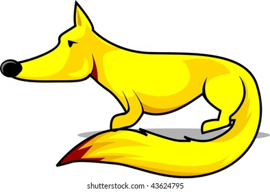 Illustration of fox with long tail	
