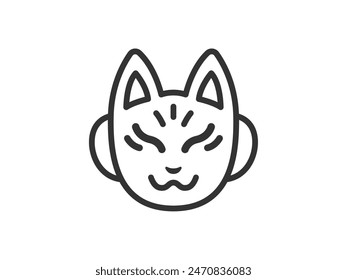 Illustration of a fox mask icon (line drawing).