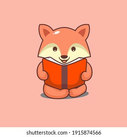 ilustración de un zorro leyendo un diseño de vector de libro
