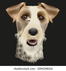 illustration of a fox terrier dog head on a black background