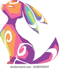illustration of a fox in a WPAP artwork