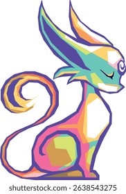 illustration of a fox in a WPAP artwork