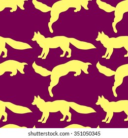 Illustration of foxes. Playing animals. Wild nature. Seamless pattern.