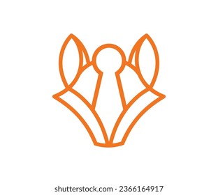 illustration of a fox-shaped line icon with a keyhole