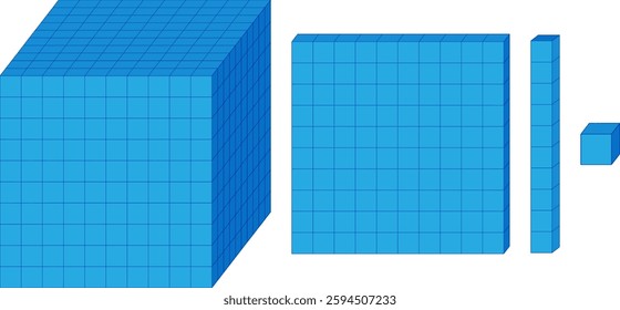 Illustration of fraction blocks in various sizes
