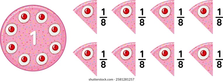 Illustration of fractions using donut slice visuals