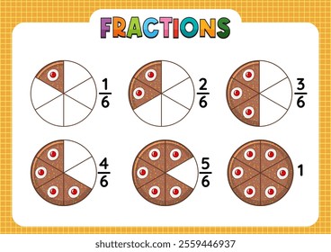 Illustration of fractions using pizza slice examples