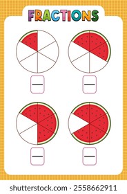 Illustration of fractions using watermelon slice visuals