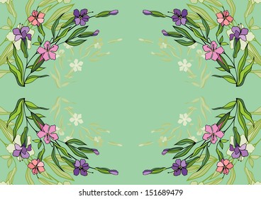 Illustration of frame from abstract flowers with background