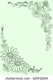 Illustration of frame from abstract flowers in green colours