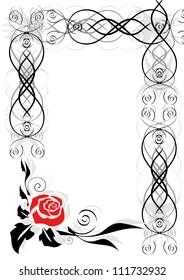 Illustration of frame with abstract rose