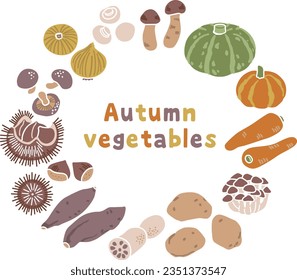 Illustration frame of autumn vegetables (color)