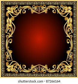 illustration frame background with gold(en) old pattern