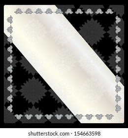 illustration frame background in silver and black