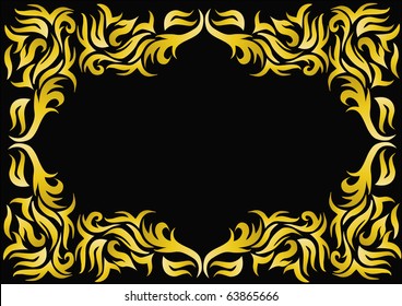 illustration frame with bright pattern on black background