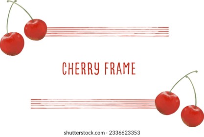 Illustration of frame with cherry - watercolor touch.The background is transparent.