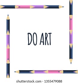 illustration of a frame of colored pencils. Vector graphics