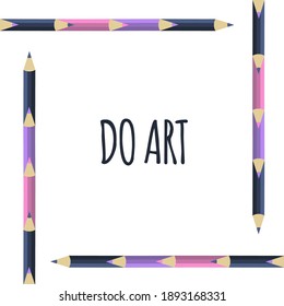 illustration of a frame of colored pencils. Vector graphics