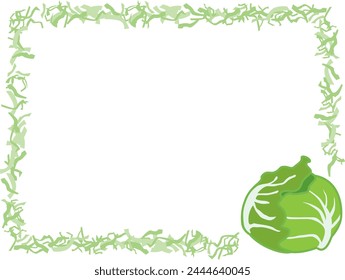 Illustration frame of cut cabbage and whole cabbage