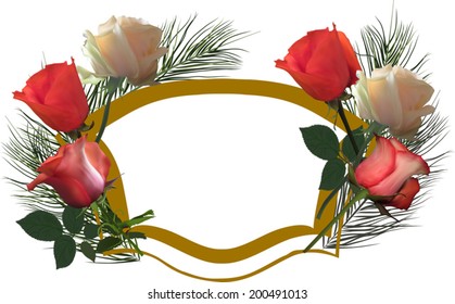 Illustration mit Rahmen mit Rosenblumen