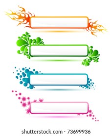 illustration of frame with different element like water fire and eco on isolated background