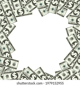 illustration of frame of dollar with blank copy space background