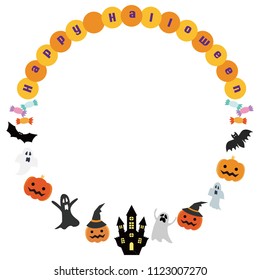 Illustration of a frame with empty space with Halloween icons arranged in a circle.