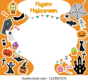 Illustration of a frame with empty space where Halloween icons are placed.