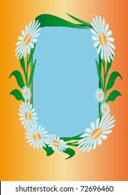 illustration frame with flower daisy wheel and sheet