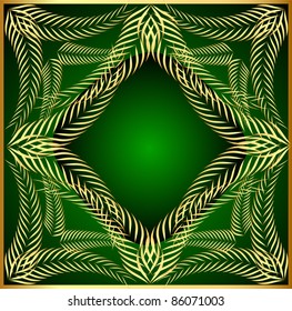 illustration frame from gold ear on green background