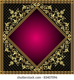 illustration frame with gold pattern and revenge for text