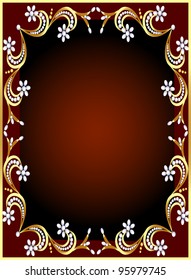 illustration frame with gold(en) pattern and flower from pearl