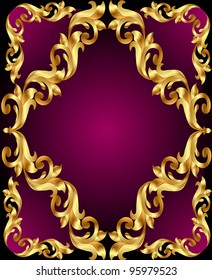 illustration frame with gold(en) pattern on violet background