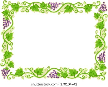 Illustration of a Frame with Grapevines for Borders