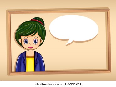 Ilustración de un cuadro con una imagen de una niña con un casco vacío