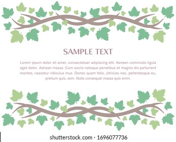Illustration of a frame with ivy leaves and tree branches.
Version placed above and below.