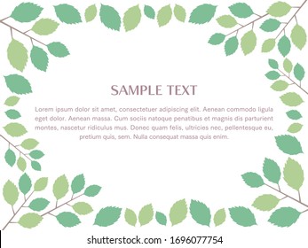 Illustration of a frame with jagged leaves and tree branches.
Version placed around.