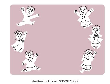 Illustration frame of jumping children
