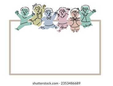 Illustration frame of jumping children
