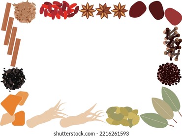 Illustration frame of medicinal spices